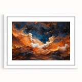Framed landscape and skyscape wall art collection in a white mat, showcasing serene outdoor scenes, perfect for modern home decor and interior design.