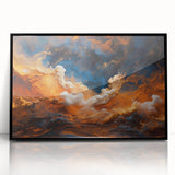 Framed acrylic wall art collection featuring a vibrant landscape and skyscape design, presented in a sleek black frame, perfect for enhancing modern home decor.