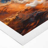 Rolled canvas art depicting a serene landscape with vibrant blue skies and lush greenery, designed for wall decoration, showcasing artistic textures and colors.