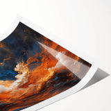 Vibrant rolled print showcasing a serene landscape with colorful skies, perfect for home decor, elegantly packaged in a protective cardboard tube.