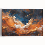 Stretched canvas wall art showcasing a vibrant landscape and skyscape design, ideal for home decor. The colorful artwork enhances any room with its artistic flair.