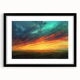Framed wall art featuring a stunning landscapes and skyscapes design, showcasing vibrant colors in a black frame with a white mat, perfect for home decor.