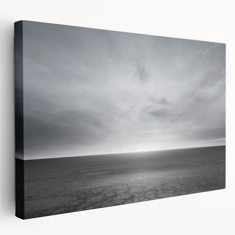 Stretched canvas wall art showcasing a vibrant landscape with colorful skies, ideal for enhancing home decor. Side view highlights the canvas texture and depth.