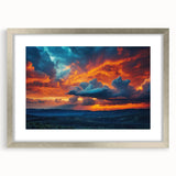 Framed wall art collection showcasing a serene landscape with vibrant colors, featuring a silver mat and contemporary design, ideal for home decor enhancement.