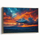 Framed canvas wall art from the Landscapes Skyscapes collection, showcasing a stunning golden design, side view emphasizes its elegant finish and rich texture.