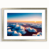 Framed wall art design showcasing a serene landscape with vibrant colors, featuring a textured mat and stylish silver frame, ideal for home decor enhancement.