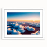 Framed landscape wall art from the Skyscapes design collection, showcasing a serene nature scene with soft blue hues and white matting, perfect for home decor.