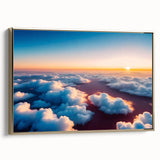 Framed canvas wall art from the Landscapes Skyscapes Design collection, showcasing an abstract gold and blue design. Ideal for modern home decor.