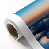 Vibrant landscape wall art on rolled canvas showcasing a serene sunset over mountains, perfect for adding a calming ambiance to any room decor.