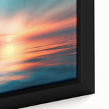 Framed canvas artwork showcasing a vibrant landscape design with a blend of blues and greens, highlighting intricate details and textures, perfect for home decor.