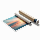 Colorful rolled print showcasing a vibrant landscape and skyscape design, perfect for home decor, featuring rich hues and intricate details, packaged securely.