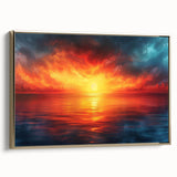 Framed canvas wall art featuring a stunning landscape design with golden accents, showcasing a modern aesthetic ideal for home decor, viewed from the side.