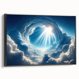 Framed wall art canvas featuring a stunning landscape design with vibrant colors, showcased from a side view against a neutral background, perfect for home decor.
