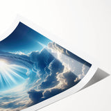 Vibrant landscape wall art print showcasing a serene skyscape with rich colors and intricate details, rolled for easy framing and display in home decor.