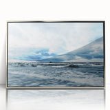 Framed acrylic wall art showcasing a stunning landscapes and skyscapes design in silver, perfect for enhancing modern home decor with a vibrant touch.