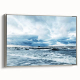 Framed canvas wall art showcasing a stunning landscapes and skyscapes design, featuring a silver frame that enhances its elegance. Ideal for modern home decor.