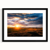 Framed wall art collection showcasing a serene landscape and skyscape design, featuring a sleek black frame with a mat, ideal for home decor enhancement.
