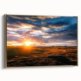 Framed canvas wall art from the Landscapes Skyscapes collection, showcasing a serene landscape with vibrant colors and gold accents, perfect for home decor.
