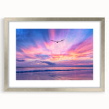 Framed wall art from the Landscapes Skyscapes collection showcasing a serene nature scene with vibrant colors, presented in an elegant silver frame with a mat.