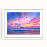 Framed wall art collection showcasing a serene landscape with vibrant colors and intricate details, set in a sleek white mat, ideal for home decor.