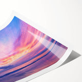 Abstract wall art print showcasing vibrant landscapes and skyscapes, rolled for easy display and delivery, perfect for modern home decor enthusiasts.