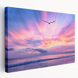 Stretched canvas wall art showcasing a vibrant landscape and skyscape design, featuring rich colors and intricate details, perfect for home decor enhancement.