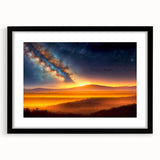Framed wall art collection showcasing serene landscapes and dramatic skyscapes in a modern black frame with a mat, perfect for enhancing living spaces.