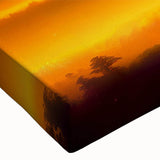 Close-up of a stretched canvas wall art piece showcasing a vibrant landscapes and skyscapes design, featuring rich colors and intricate details, perfect for home decor.