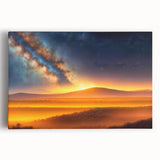 Stretched canvas wall art showcasing a vibrant, serene landscape with soft pastel colors and a tranquil sky, ideal for modern home decor. Perfect for adding a calming atmosphere to any room.