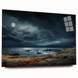 Elegant wall art featuring a vibrant landscape and skyscape design printed on acrylic glass. The side view showcases its sleek edges and modern aesthetic, ideal for enhancing contemporary interiors.