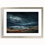 Silver-framed wall art showcasing a stunning landscapes and skyscapes design, featuring vibrant colors and intricate details, perfect for enhancing home decor.