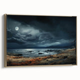 Framed canvas wall art showcasing a serene landscape with vibrant colors, featuring a golden frame that adds elegance, ideal for home decor enhancement.