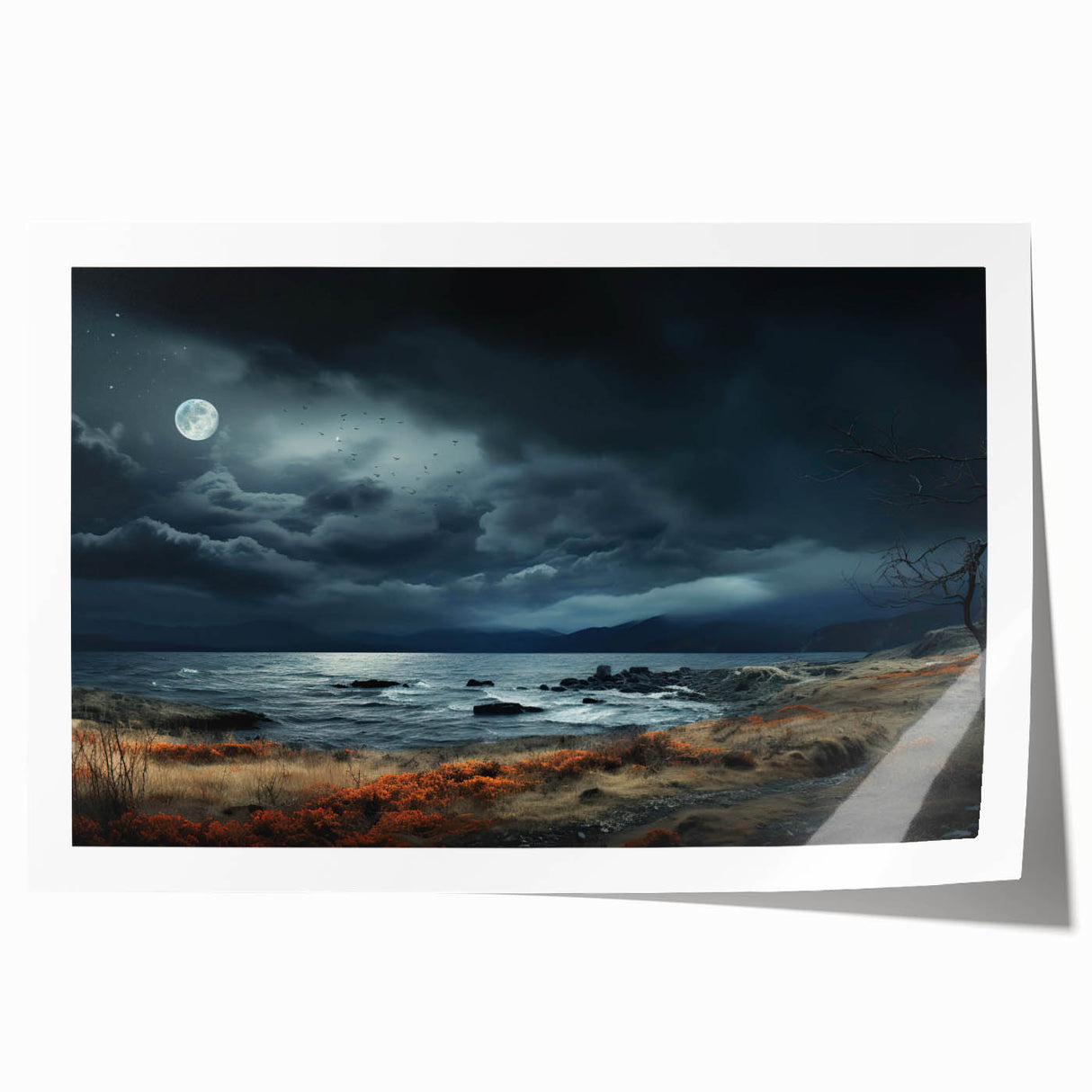 Rolled print of a vibrant landscape wall art design showcasing vivid colors and intricate details, perfect for home decor, packaged securely in a sturdy tube.
