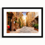 Framed black wall art featuring a modern cityscape design with a white mat, perfect for home decor. Ideal for adding a stylish touch to any living space.