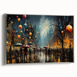 Framed canvas wall art showcasing a modern street landscape design with silver detailing, perfect for enhancing contemporary home decor. Ideal for art enthusiasts.