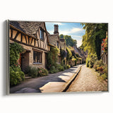 Framed canvas wall art featuring a contemporary street landscape design in silver tones, showcasing urban elements with a sleek side view. Ideal for modern home decor.
