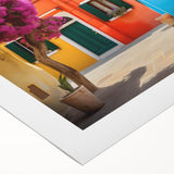 Rolled canvas showcasing a vibrant urban landscape design, emphasizing bold colors and intricate street details, perfect for modern home decor.