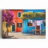 Stretched canvas wall art featuring a vibrant landscape design, showcasing colorful street scenes with detailed textures, perfect for modern decor.