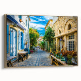 Framed canvas wall art featuring a serene landscape design with golden hues, showcasing a side view of the artwork in a modern interior setting. Perfect for enhancing home decor with nature-inspired aesthetics.