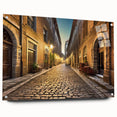 Acrylic glass wall art collection showcasing a vibrant landscape design with vivid colors, displayed in a modern side view with decorative pins. Ideal for enhancing home decor.
