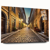 Acrylic glass wall art collection showcasing a vibrant street landscape design in a modern side view. The artwork is elegantly framed, enhancing its colorful details and urban theme. Perfect for contemporary home decor.