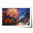 Rolled print of a vibrant city landscape featuring colorful street art, ideal for modern home decor. The artwork showcases intricate details and lively colors, enhancing any interior space. Perfect for art enthusiasts seeking unique wall decor.