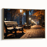 Framed canvas wall art featuring a modern landscape design with gold accents, showcasing a vibrant city street scene that evokes a sense of urban life and creativity.