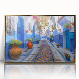 Framed wall art collection showcasing a modern landscape design with vibrant colors and elegant gold accents, perfect for enhancing home decor aesthetics.