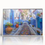 Framed wall art collection showcasing a vibrant landscape design with streets in a contemporary style, featuring a sleek white frame and an acrylic front, perfect for modern home decor.