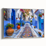 Framed canvas wall art showcasing a contemporary street landscape design with silver accents, perfect for modern home decor and artistic expression.