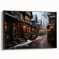 Framed canvas wall art showcasing a modern landscape design with vibrant colors, displayed in a sleek black frame, perfect for contemporary home decor.