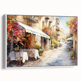 Framed canvas wall art showcasing a vibrant street landscape design, featuring bold colors and intricate details, perfect for modern decor and art lovers.