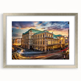 Framed landscape wall art featuring a serene street design with a silver mat, ideal for home decor or office settings, enhancing any interior space.