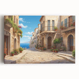 Stretched canvas artwork showcasing a vibrant landscape design with streets and nature elements, perfect for modern home decor. Ideal for enhancing living spaces with artistic flair.